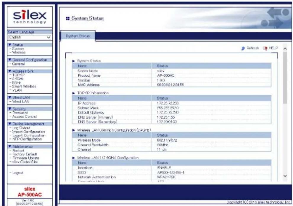 Silex AP-500AC - Displaying Web Page Using Configuration Mode - 6