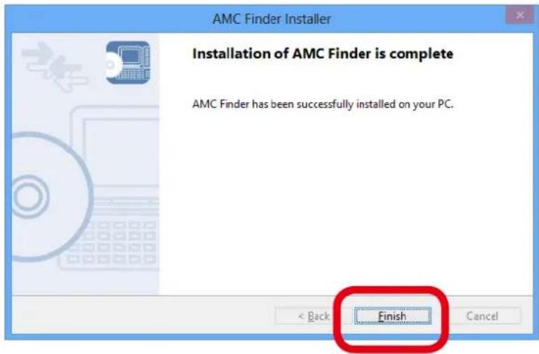 Silex AP-500AC - AMC Finder has been installed. Click Finish. - 1