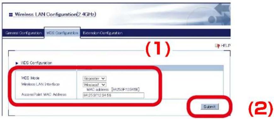 Silex AP-500AC - Configure the settings according to the table below and click Submit. - 1