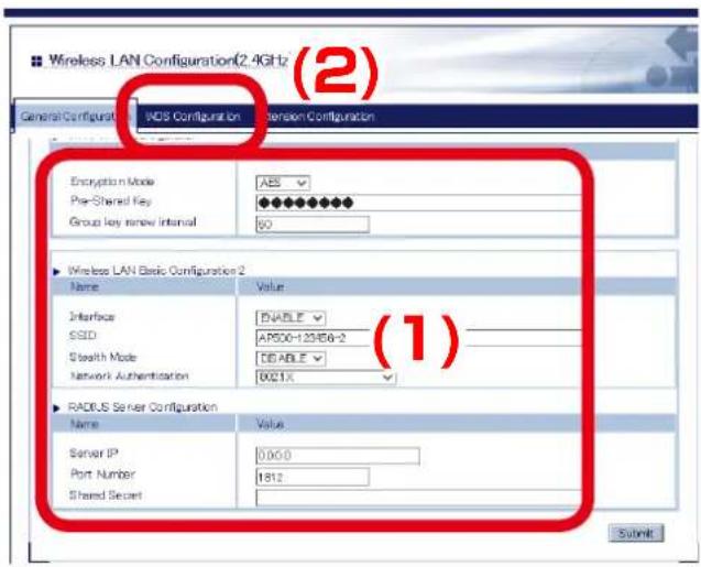 Silex AP-500AC - Select a wireless interface to use for WDS connection and click WDS Configuration tab. - 1