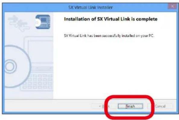 Silex AP-500AC - SX Virtual Link has been installed. Click Finish. - 1