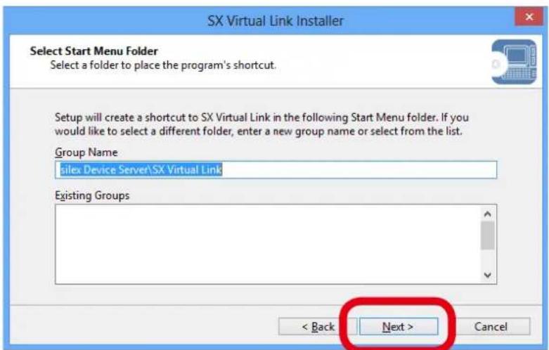 Silex AP-500AC - Enter a group name to be displayed in the start menu and click Next. - 1