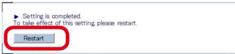 Silex AP-500AC - The settings are saved and Restart button is displayed. - 1