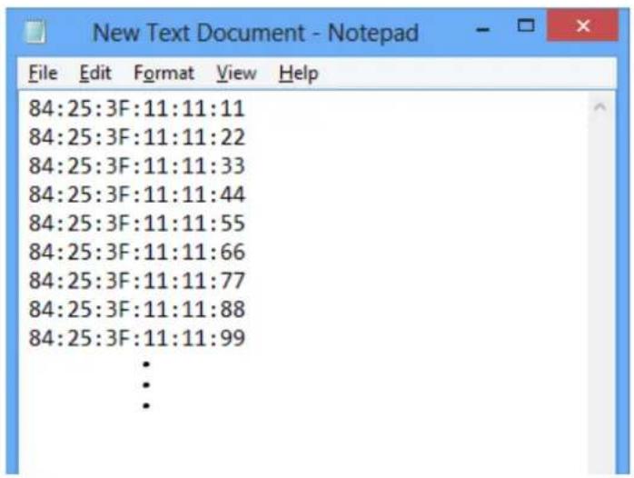 Silex AP-500AC - MAC Address List - 1