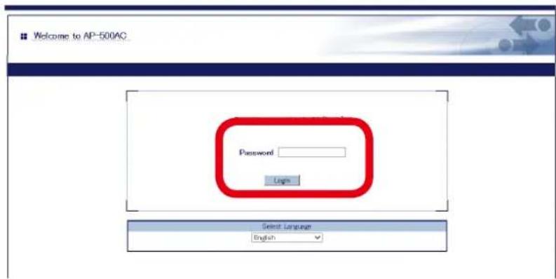 Silex AP-500AC - The Web browser runs and the login menu for AP-500AC is displayed. Enter the password and click Login. - 1
