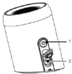 Technical diagram of a device with labeled parts, showing a cylindrical component and a base structure.