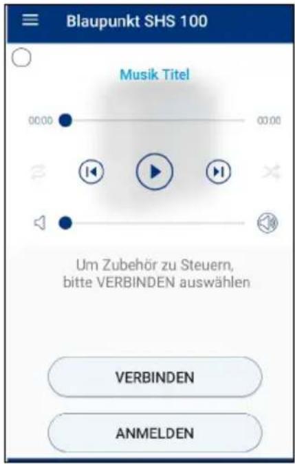 Blaupunkt SHS 100 Musik Titel Um Zubehör zu Steuern, bitte VERBINDEN auswählen VERBINDEN ANMELDEN