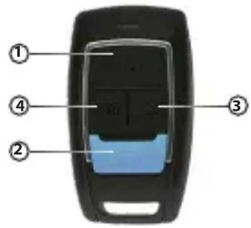 Diagram of a car door panel with numbered parts labeled 1, 2, 3, and 4