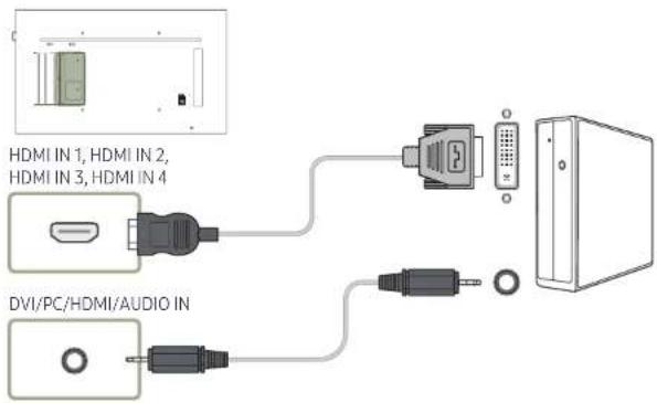 SAMSUNG LH49QMFPLGC - Anschließen mit einem HDMI-DVI-Kabel - 1