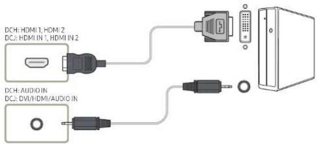 SAMSUNG LH49DCHPLGC - Anschließen mit einem DVI-RGB-Kabel - 4
