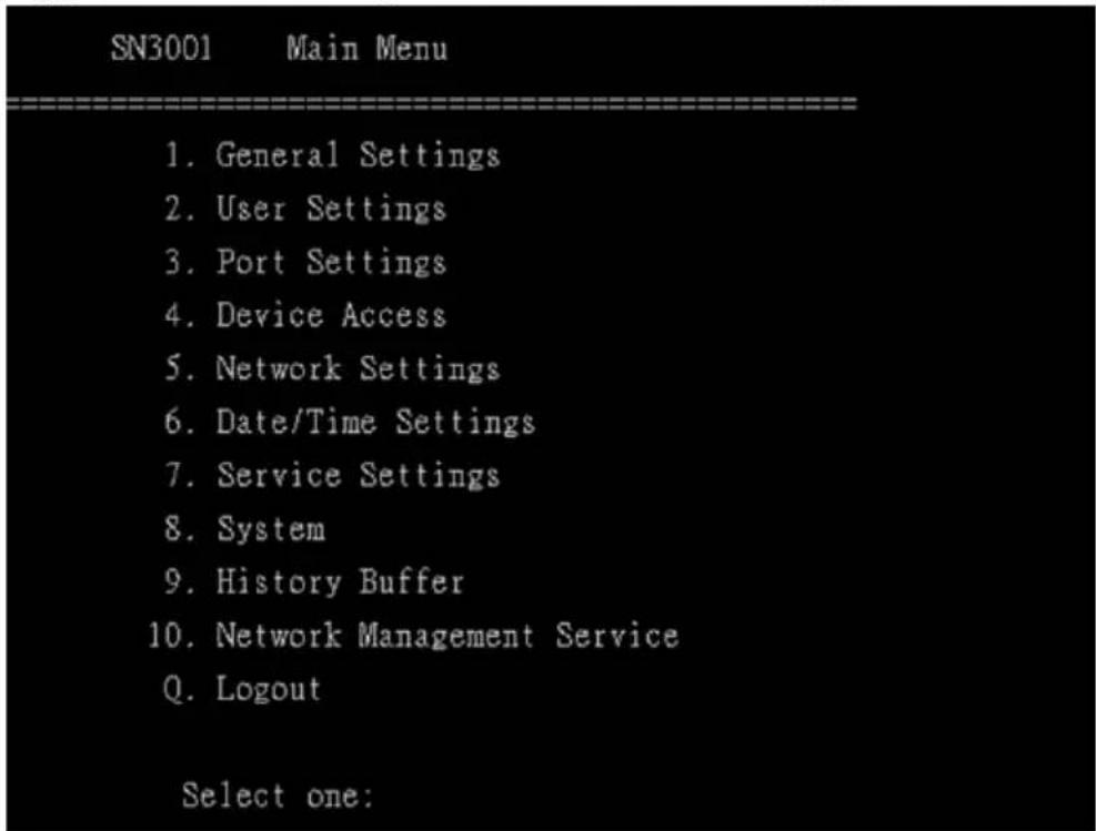 ATEN SN3001 - Terminal Main Menu - 1