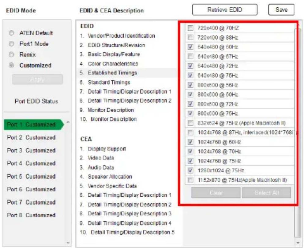 ATEN VM5808H - Established Timings - 1
