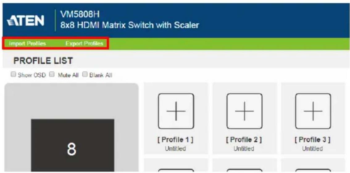 ATEN VM5808H - Importing/Exporting a Profile - 1