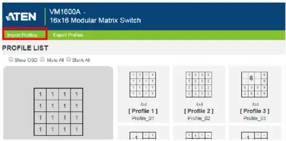ATEN VM3250-AT-G - Importing/Exporting a Profile - 2
