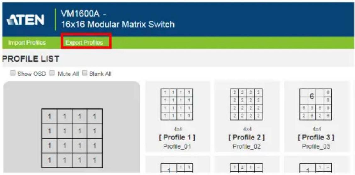 ATEN VM3250-AT-G - Importing/Exporting a Profile - 1