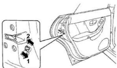 Technical diagram showing a mechanical component with labeled parts and an inset view of a connector detail.