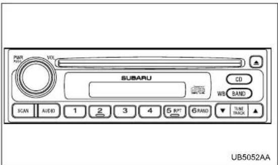 PWR ADD VOL SUBARU CD WB BAND SCAN AUDIO 1 2 3 4 5 RPT 6 RAND TUNE TRACK UB5052AA