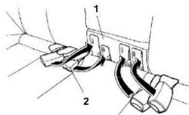Technical diagram showing two labeled mechanical components with curved and straight lines indicating connection or assembly.
