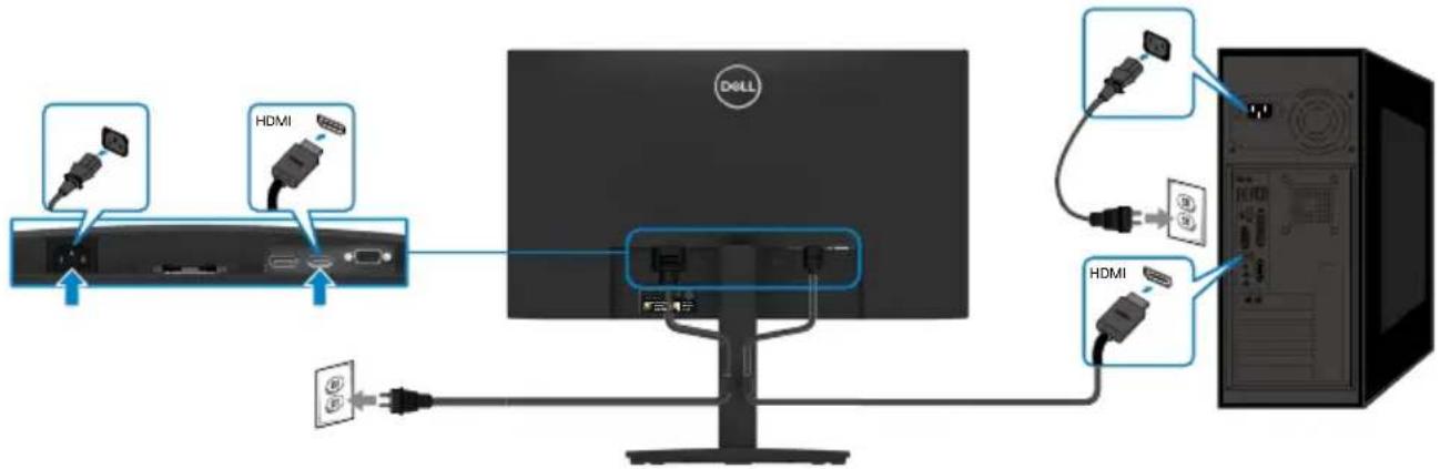 DELL E2422H - VGA-Kabel anschließen - 3