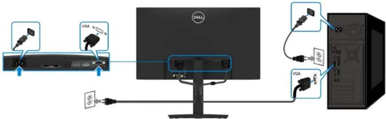 DELL E2422H - VGA-Kabel anschließen - 1