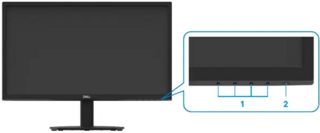 DELL E2422H - Übersicht über Funktionen und Bedienelemente - 1