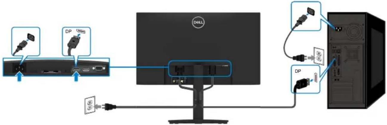 DELL E2422H - VGA-Kabel anschließen - 2
