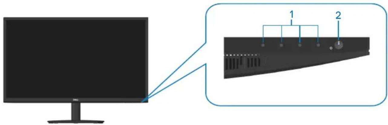 DELL E2722HS - Übersicht über Einzelteile und Bedienelemente - 1