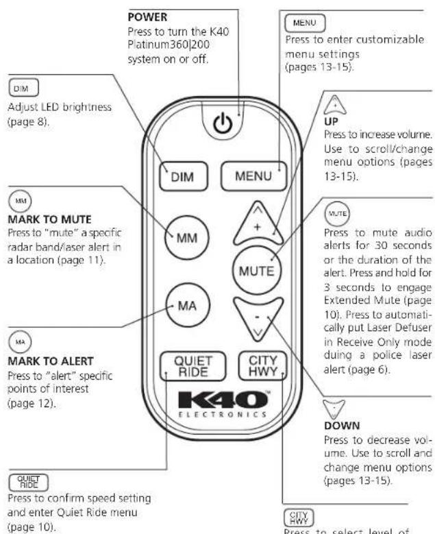 K40 Platinum200 - To save your settings and exit: - 1