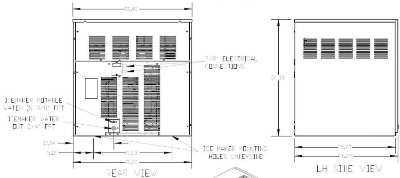 Ice-O-Matic ICEU220 - Electrical and Plumbing Requirements: ICE1506HT Air Cooled, Top Air Discharge - 2