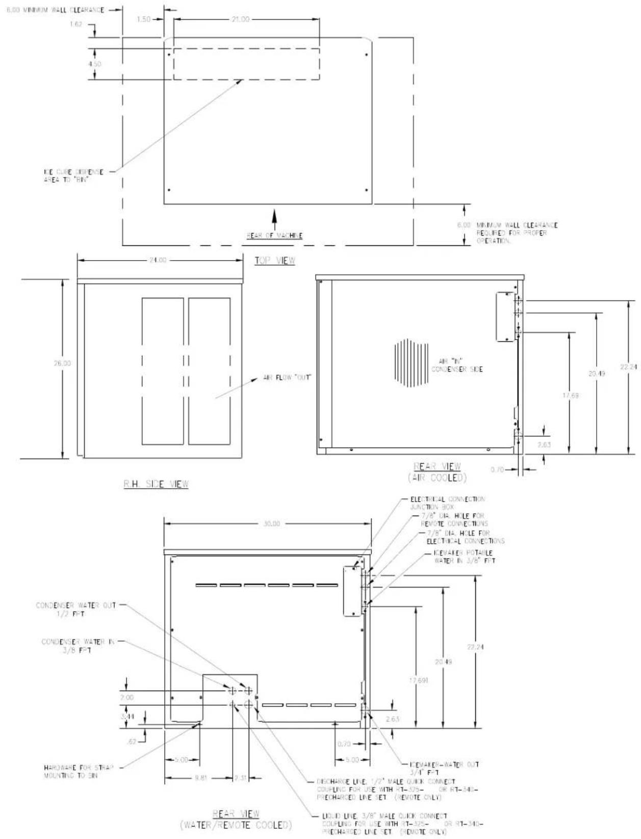 Ice-O-Matic ICEU220 - Electrical and Plumbing Requirements: ICEU300 and 305 - 4