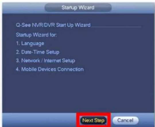 Q-See QC918 - Step 7: Startup Wizard - 1