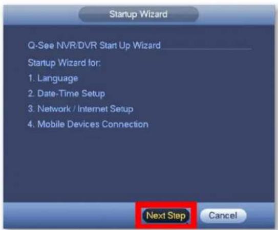 Q-See QCN8082B - Step 7: Startup Wizard - 1
