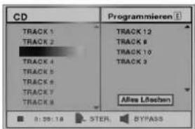 CD Programmieren TRACK 1 TRACK 2 TRACK 3 TRACK 4 TRACK 5 TRACK 6 TRACK 7 TRACK 8 TRACK 12 TRACK 8 TRACK 10 TRACK 9 Alles Lässchen 0:39:18 STER BYPASS