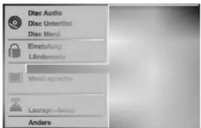 Disc Audio Disc Untertitel Disc Menu Einstufung Ländereinde Menu approche Lautagr-Setup Andere