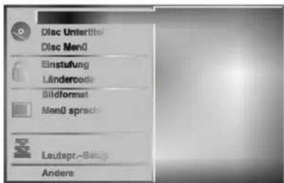 Disc Untertitel Disc Men0 Einstufung Ländercode Bildformat Men0 sprach Lautspr.-Satzp Andere
