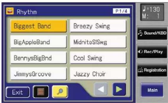 Rhythm P1/4 Biggest Band Breezy Swing BigAppleBand MidniteSISwg BennysBigBnd Cool Swing JimmysGrcove Jazzy Choir Exit Sound/KBD Rec/Play Registration Main