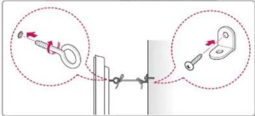 Diagram illustrating cable mounting technique with magnified insets showing pin positioning and adjustment arrows