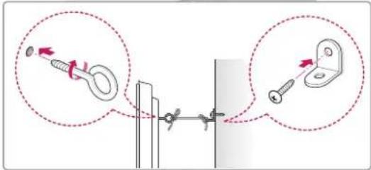 Diagram illustrating cable mounting technique with magnified insets showing pin positioning and locking mechanism