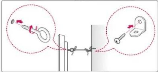 Diagram illustrating cable mounting technique with magnified insets showing pin positioning and adjustment arrows
