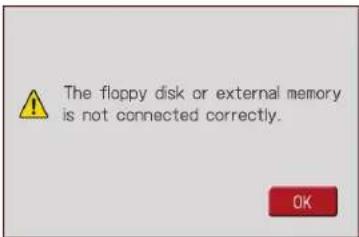 The floppy disk or external memory is not connected correctly.