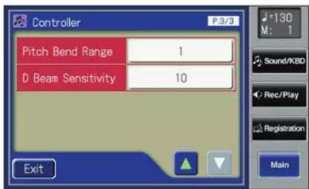 Controller P3/3 Pitch Bend Range 1 D Beam Sensitivity 10 Exit