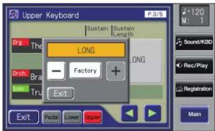 ROLAND AT-500 - Berühren Sie das Sustain "SHORT/MIDDLE/LONG"-Feld. - 1