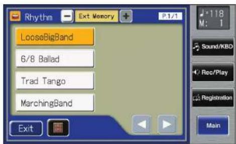 Rhythm Exit Memory P.1/1 LooseBigBand 6/8 Ballad Trad Tango MarchingBand Exit M: 1 Sound/KBD Rec/Play Registration Main