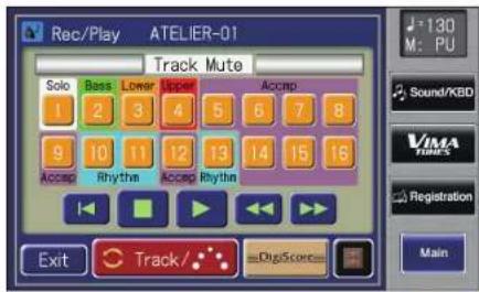 ROLAND AT-500 - Berühren Sie < > so oft, bis das Track Mute-Display erscheint. - 1