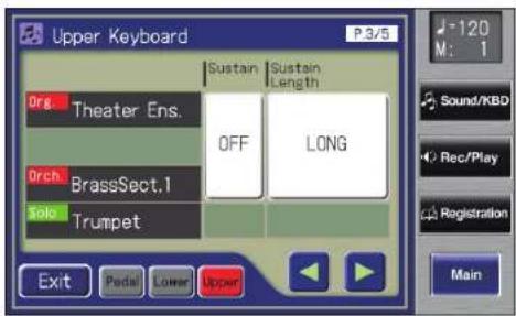 ROLAND AT-500 - Berühren Sie das Sustain-Feld, um "ON" oder "OFF" auszuwählen. - 1