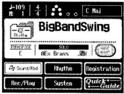 J-109 4 C Maj BigBandSwing TIPR/FFICE SOLO MUSIC ASSIST C AEx Brass Sound/Kob Rhythm Registration Rec/Play Systen Quick* Guide