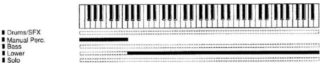 ■ Drums/SFX ■ Manual Perc. ■ Bass ■ Lower ■ Solo