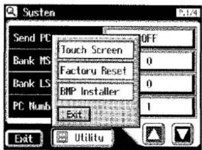 Systen P.1/4 Send PC Bank MS Bank LS PC Numb Touch Screen Factory Reset BMP Installer Exit OFF 0 0 1 Exit Utility
