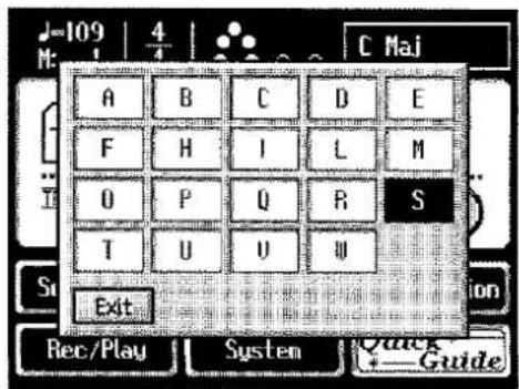 ROLAND AT-90S - Berühren Sie das Feld mit dem gewünschten Anfangsbuchstaben (A-W), z.B. das "S": - 1
