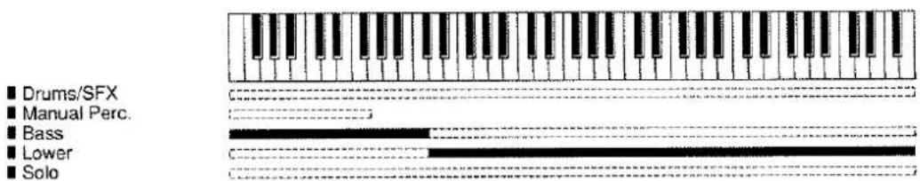 ROLAND AT-90S - Spielen des Bass-Klangs über das untere Manual - 1